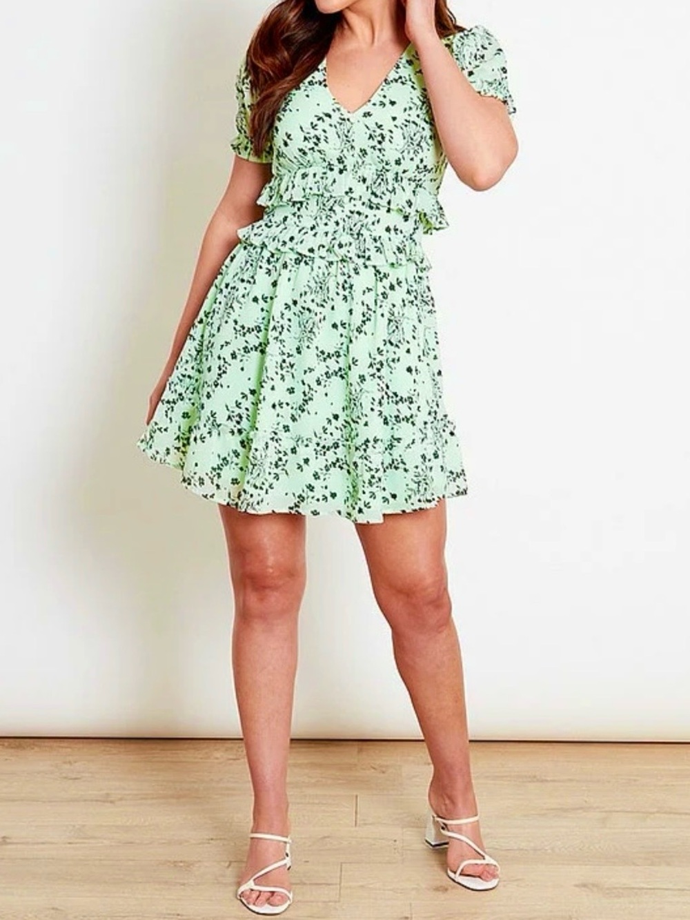 NWT Mint Green Mini Dress with Black Floral Print (from ASOS)